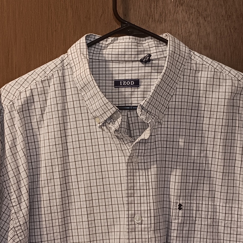 IZOD XXL Mens Plaid Checkered Button Down Shirt Long Sleeve‎ Casual